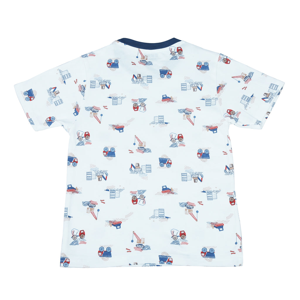 PUREKIDDO Cotton Boys Casual T-Shirt and Shorts Set, Comfortable Outfit for Kids - White & Blue