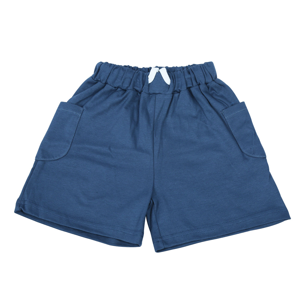 PUREKIDDO Cotton Boys Casual T-Shirt and Shorts Set, Comfortable Outfit for Kids - White & Blue