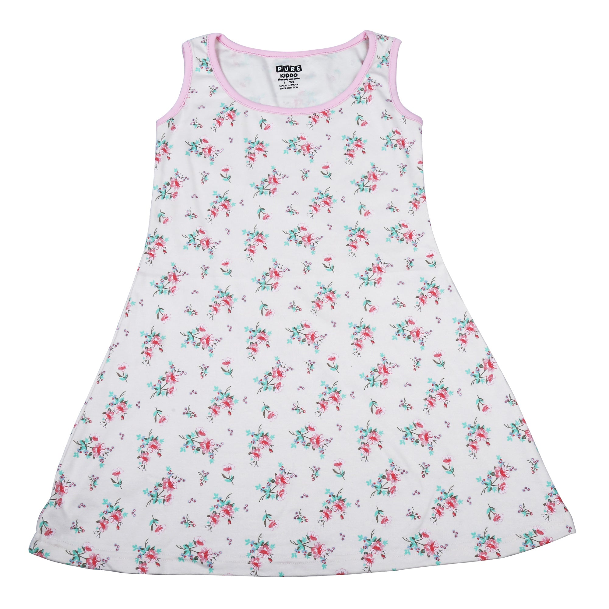 Cotton Girls Knee-Length Frock, Soft Fabric Casual Dress for Kids