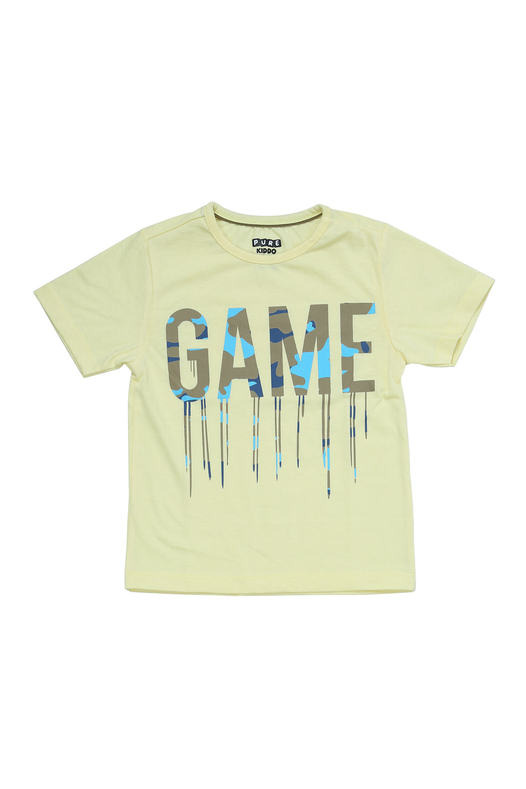 Boys cotton T-shirt & Shorts - Yellow & Olive