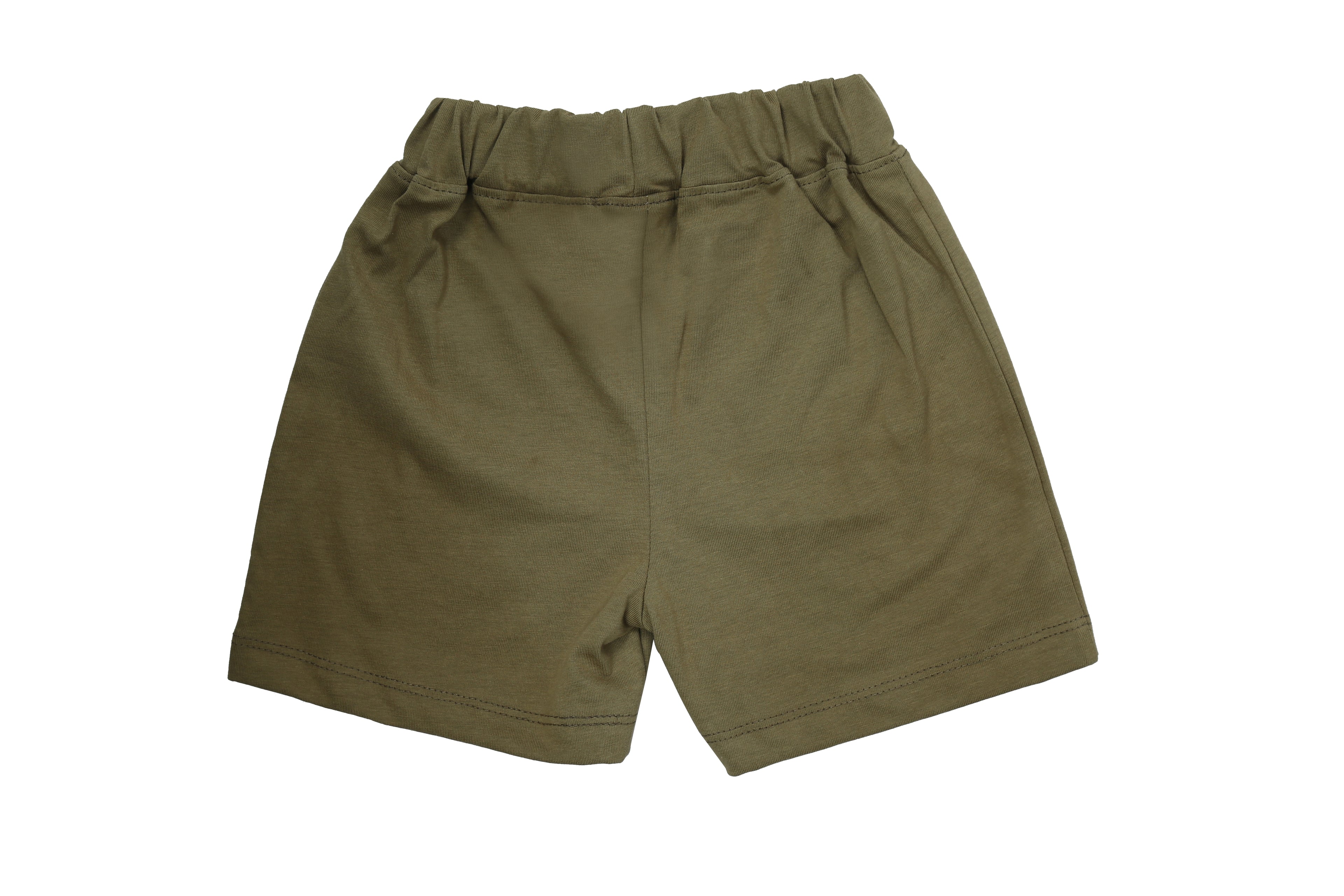 Boys cotton T-shirt & Shorts - Yellow & Olive