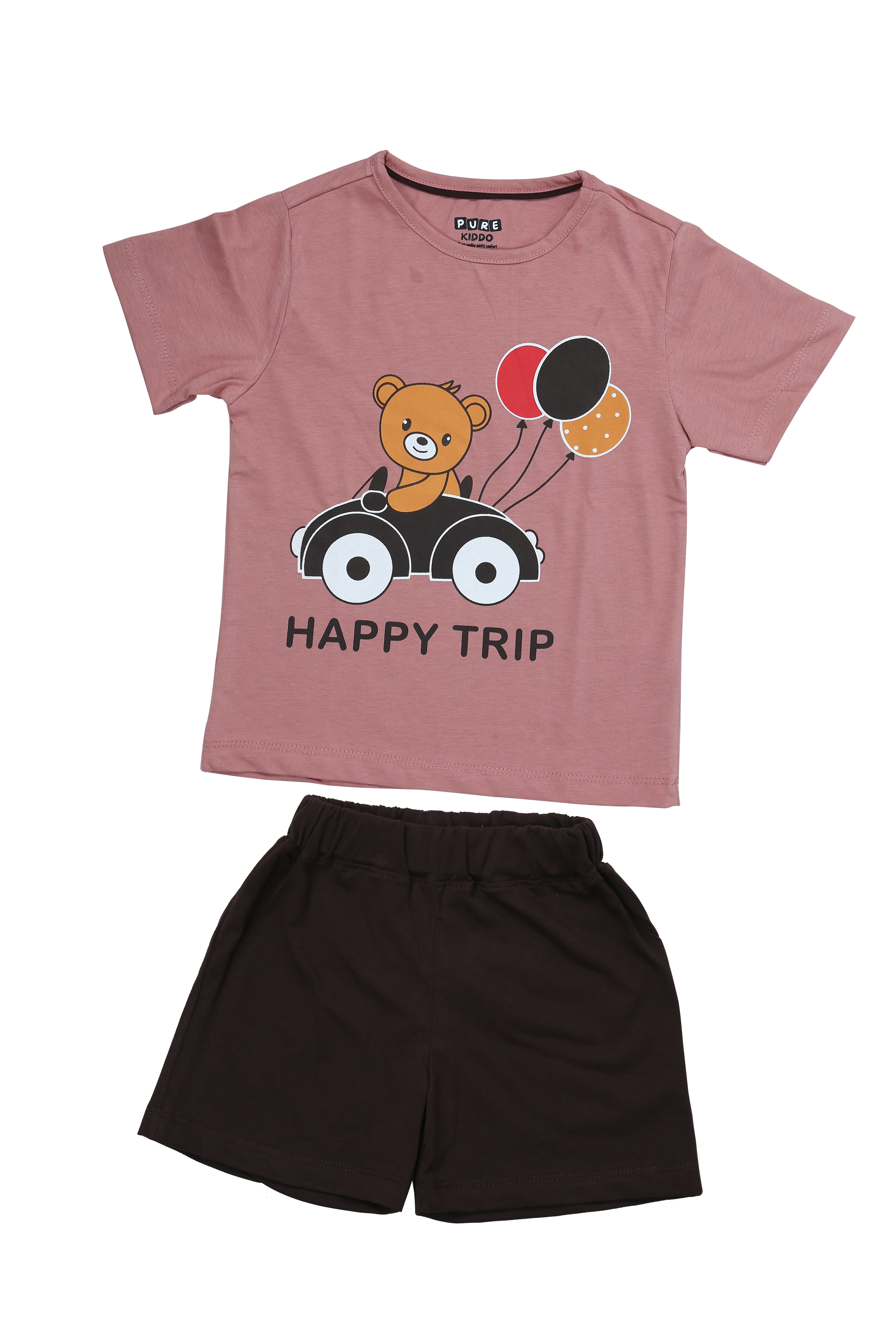 Boys Cotton T-shirt & Shorts - Dark Pink