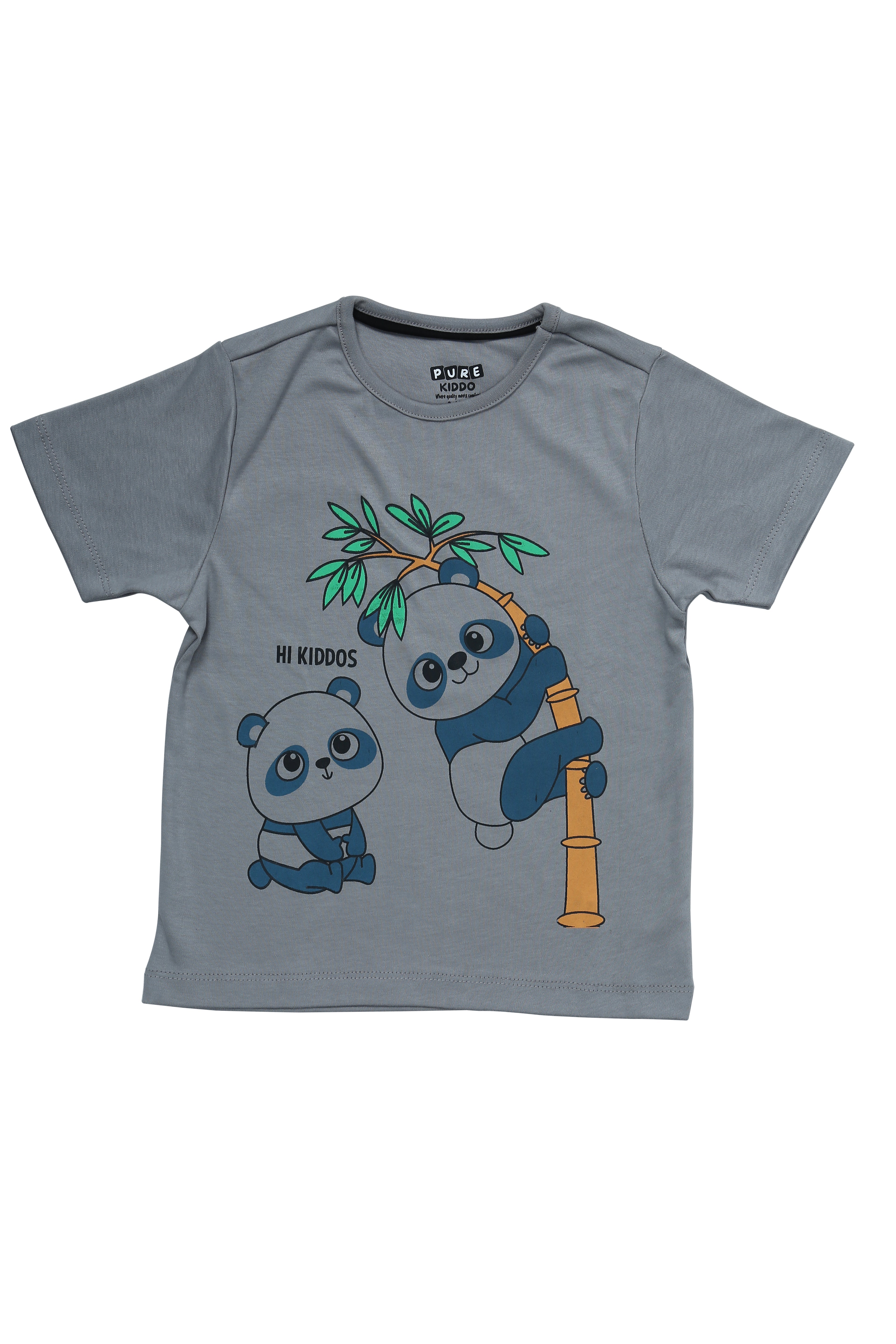 Boys Cotton T-Shirt & Shorts – Grey & Black