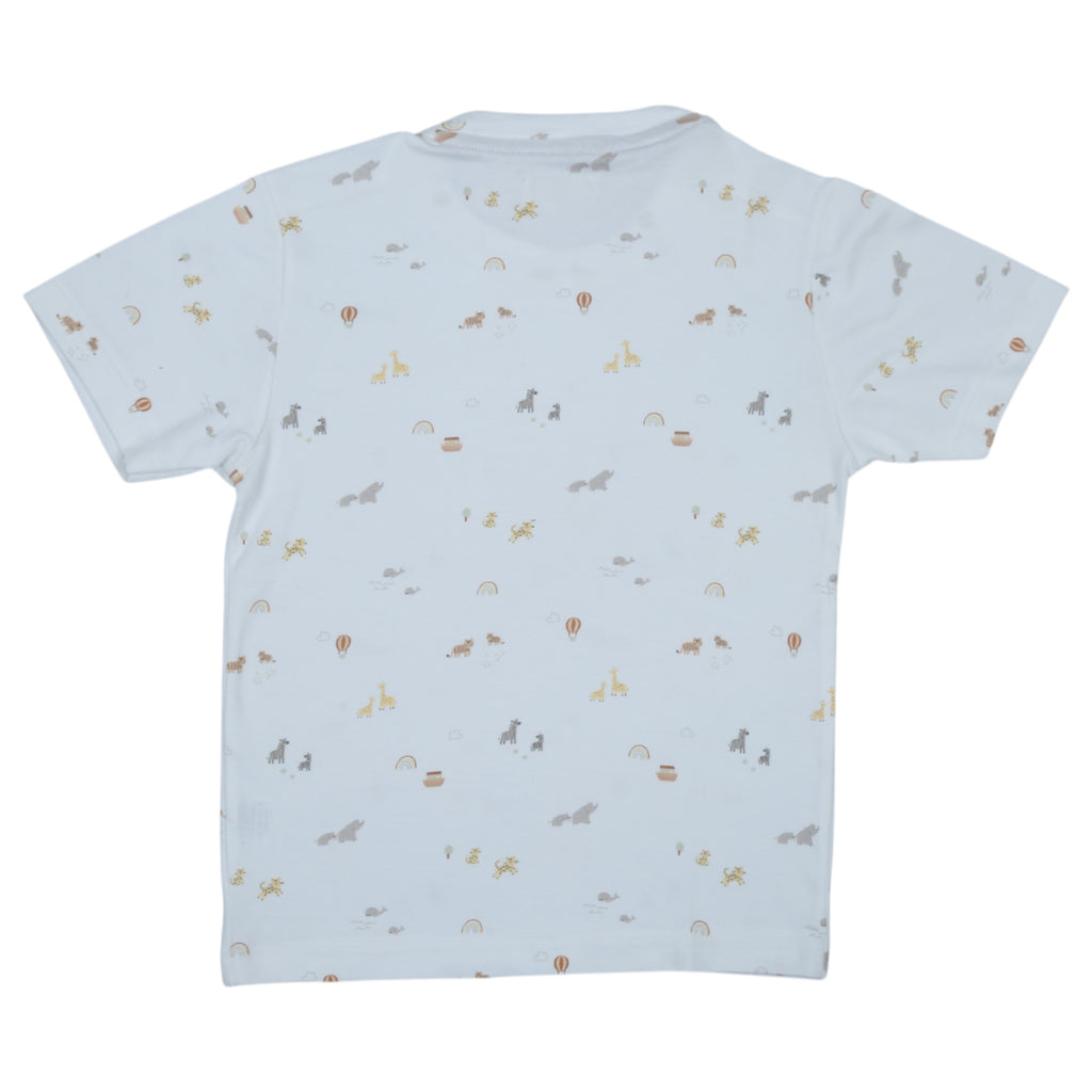Boys Cotton T-Shirt & Shorts – White & Brown