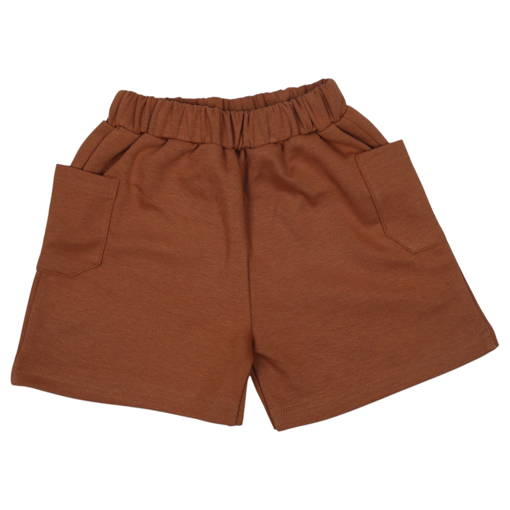 Boys Cotton T-Shirt & Shorts – White & Brown
