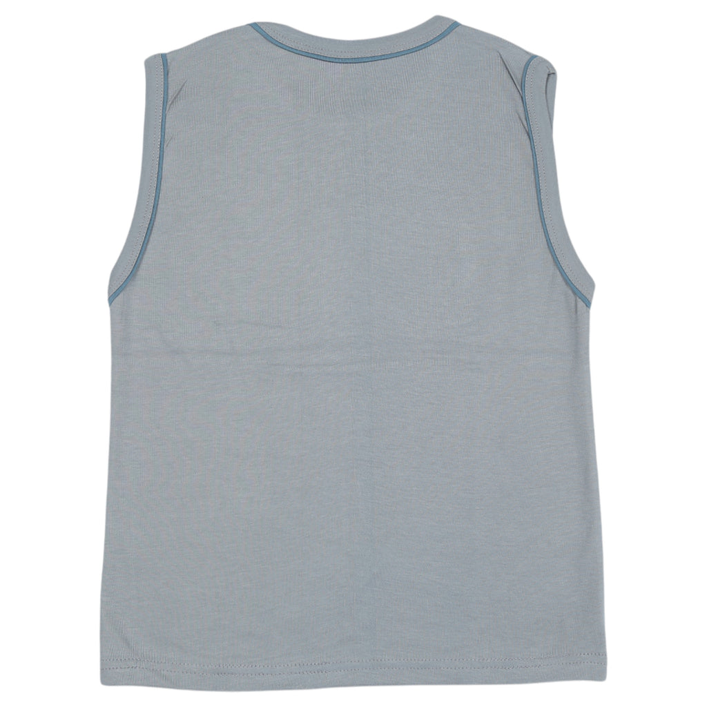 Boys Sleeveless T-shirt & Shorts - Grey & Blue