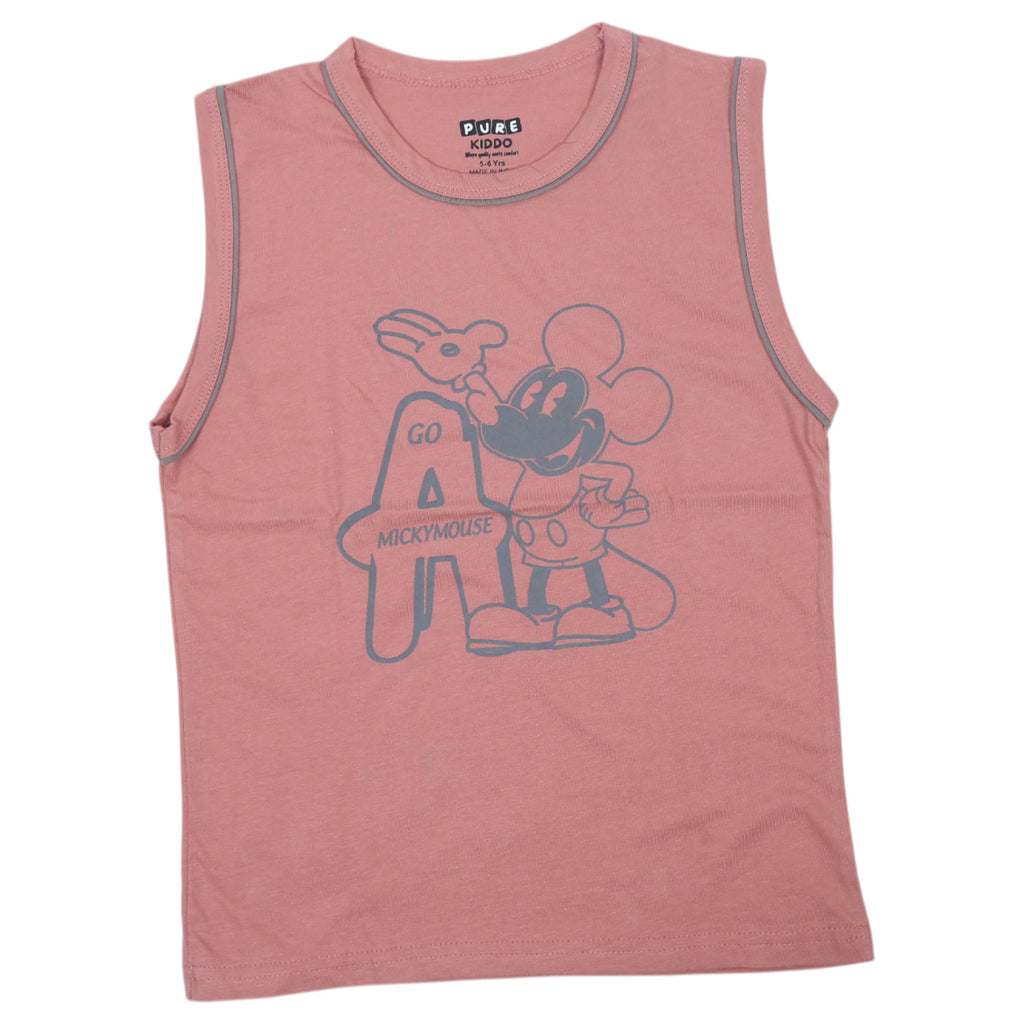 Boys Sleeveless T-shirt & Shorts - Pink & Grey