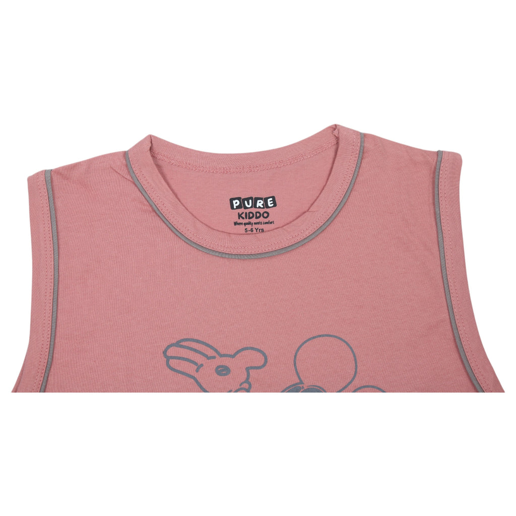 Boys Sleeveless T-shirt & Shorts - Pink & Grey